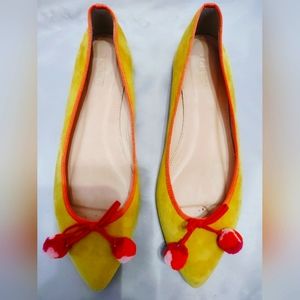 J. Crew Gemma Suede Flats with Pom-poms - Size 9